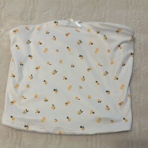 Floral Print White Tube Top